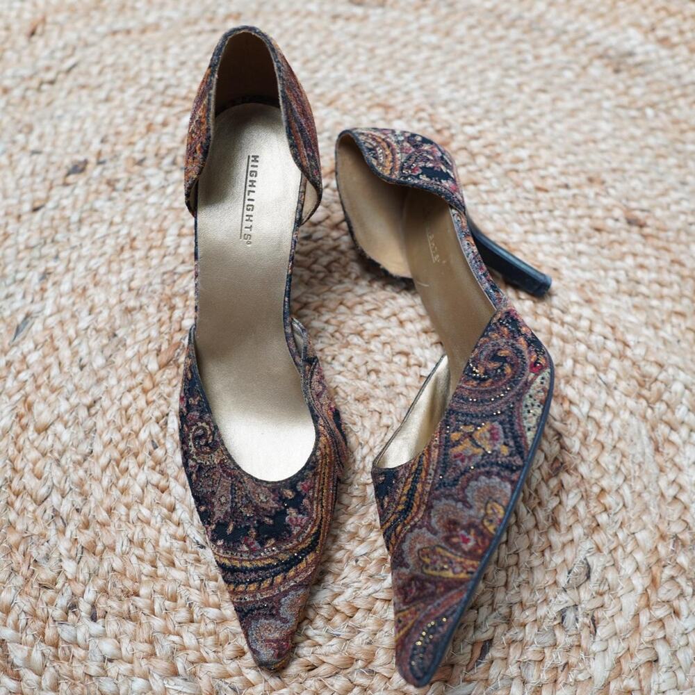 HIGHLIGHTS Paisley D'Orsay Pumps 9W Y2K